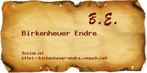 Birkenheuer Endre névjegykártya